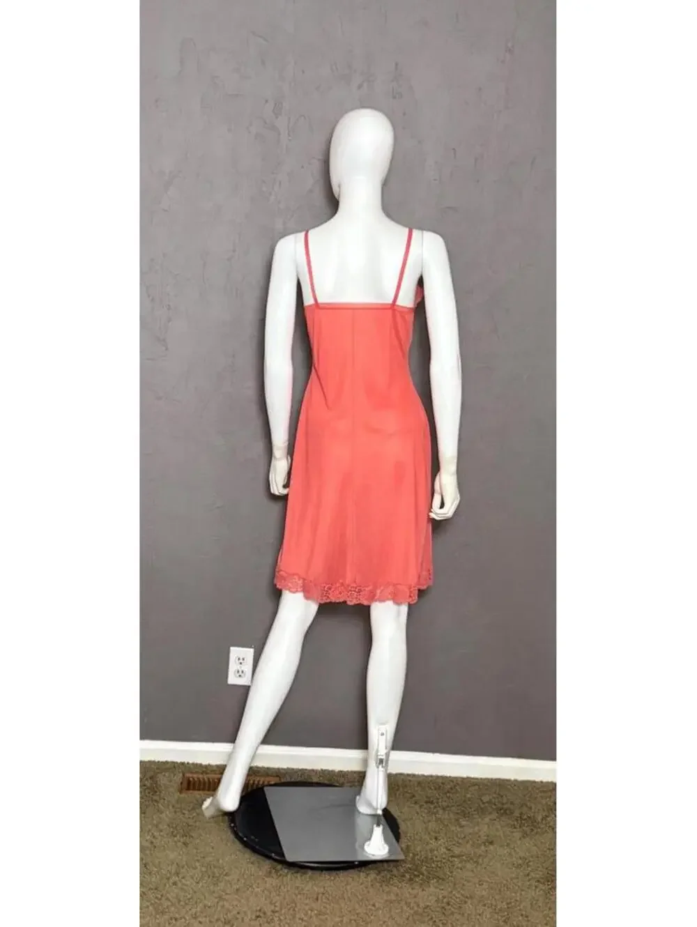Vintage 1960's Coral Lacy Slip Dress from St. Michael of Britian size 36